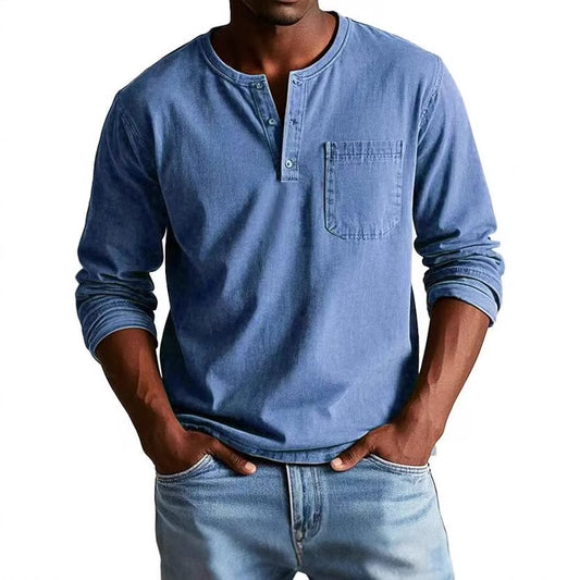 Marcus™ - Vintage Henley-Hemd aus Denim für Herren