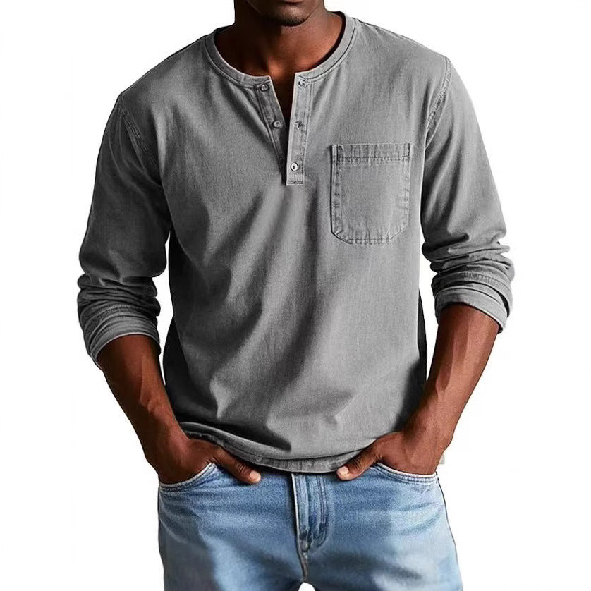 Marcus™ - Vintage Henley-Hemd aus Denim für Herren