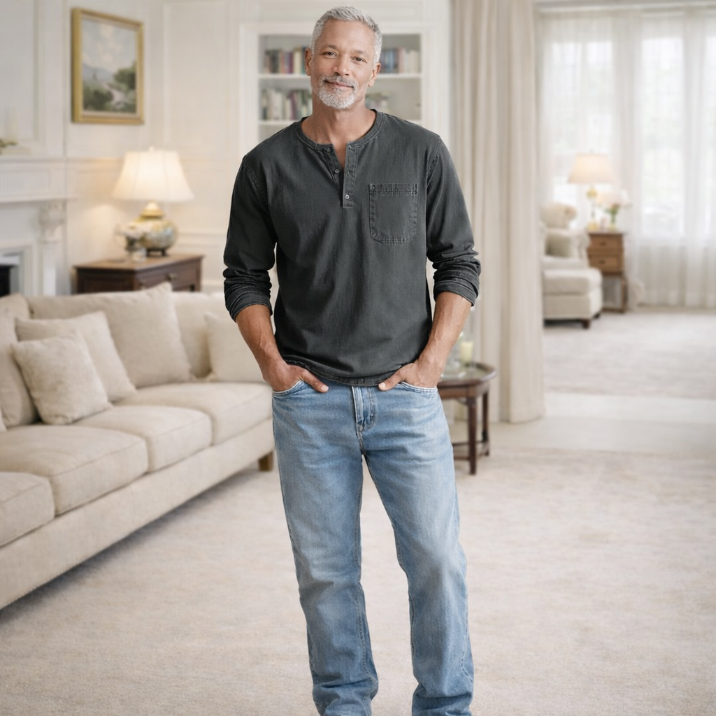 Marcus™ - Vintage Henley-Hemd aus Denim für Herren