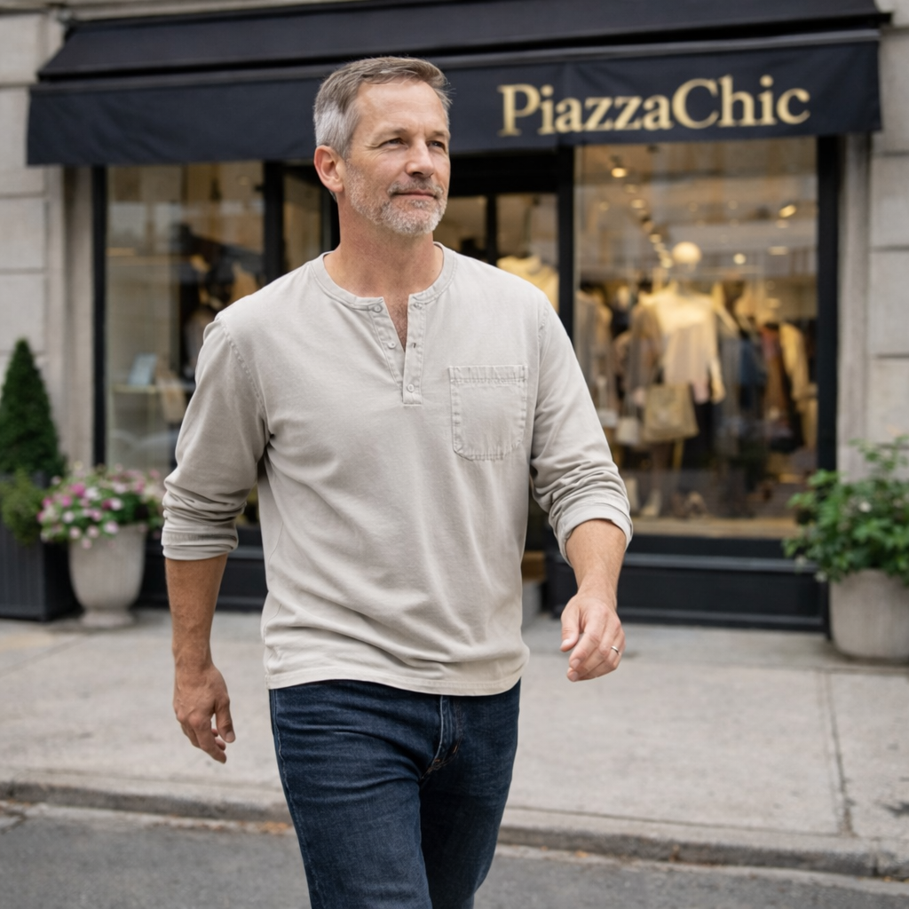 Marcus™ - Vintage Henley-Hemd aus Denim für Herren